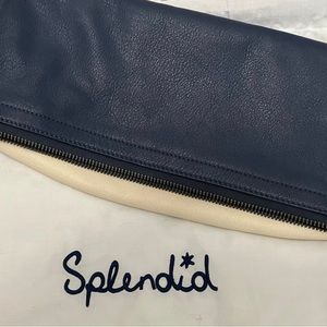 Splendid two tone navy & cream Fold over Clutch 11”X13”